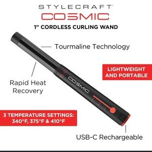 StyleCraft Cosmic 1" Cordless‎ Curling Wand
